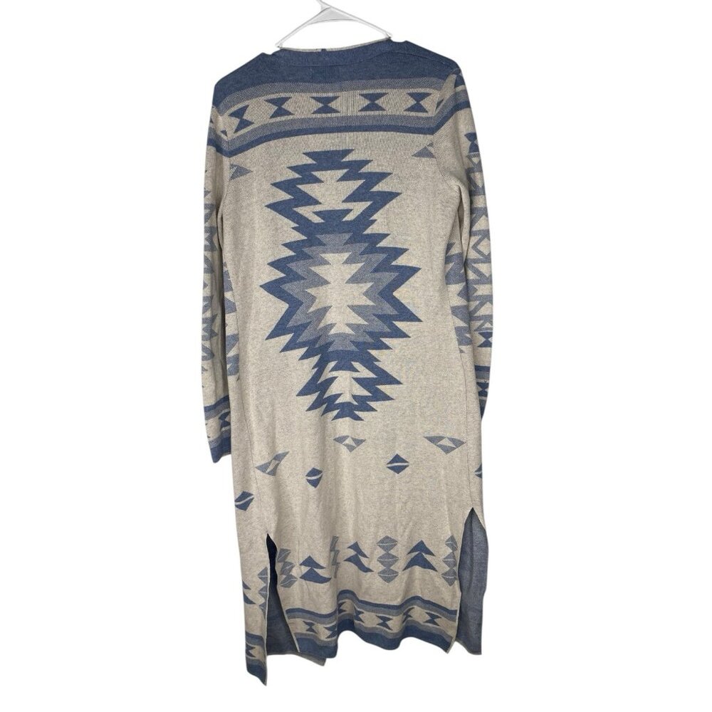 Ruby Moon Open Front Long Cardigan Blue White Wes… - image 2